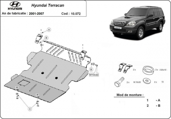 Steel sump guard for Hyundai Terracan