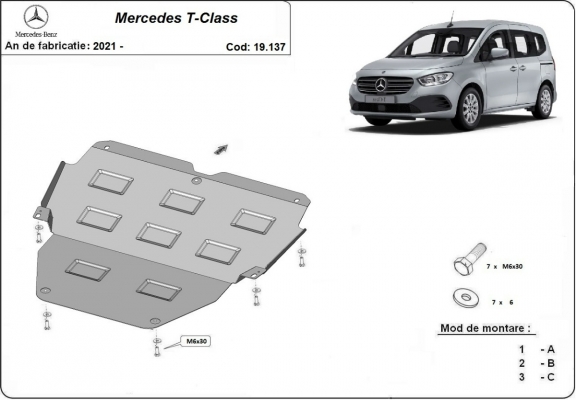 Steel sump guard for Mercedes T-Classe