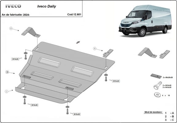 Steel sump guard for Iveco Daily 7