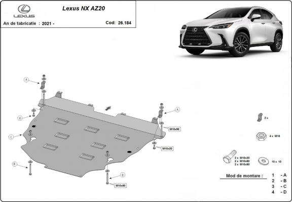 Aluminum sump guard for Lexus NXAZ20