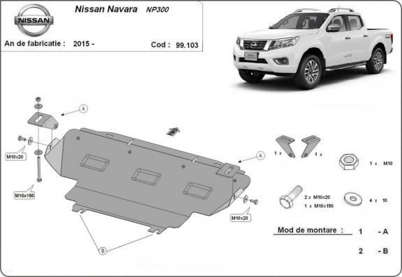 Steel radiator guard for Nissan Navara NP300 - D23