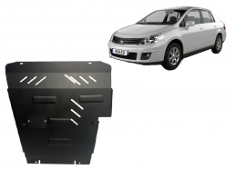 Steel sump guard for Nissan Tiida