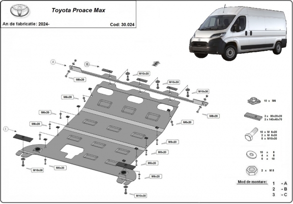 Steel sump guard for Toyota Proace Max