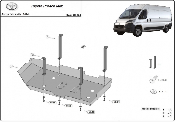 Steel AdBlue tank guard for Toyota Proace Max
