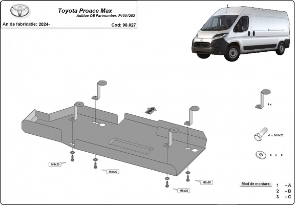 Steel AdBlue tank guard for Toyota Proace Max - P1001282