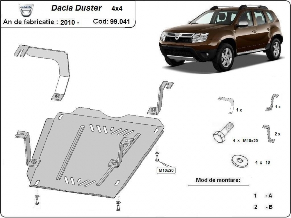 Aluminum fuel tank guard  for Dacia Duster