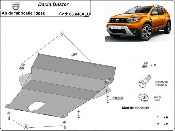Aluminum sump guard for Dacia Duster