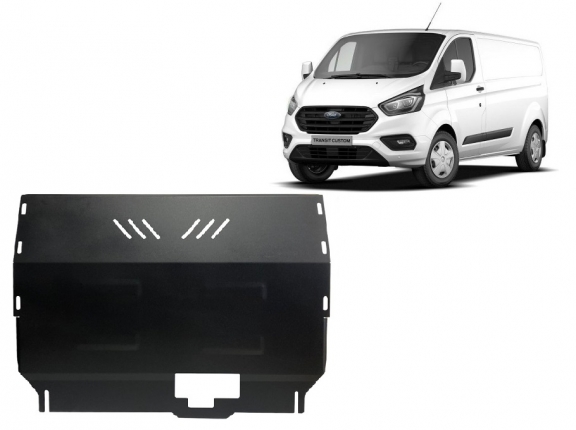 Steel sump guard for the protection of the engine and the gearbox for Ford Transit Custom - FWD