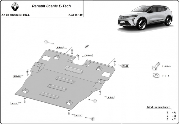 Steel sump guard for Renault Scenic E-Tech