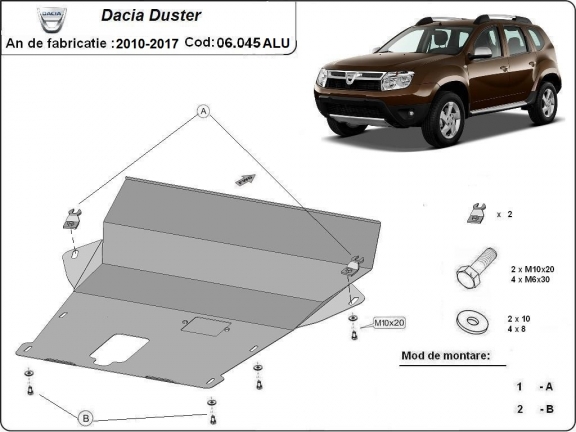 Aluminum sump guard for Dacia Duster