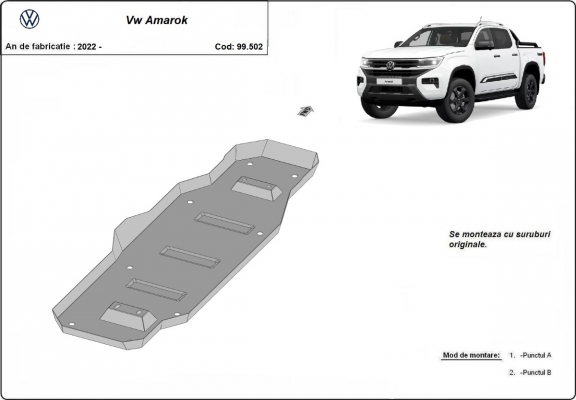 Steel fuel tank guard  for Volkswagen Amarok 2 (MB3G9A147CF; 2643728)