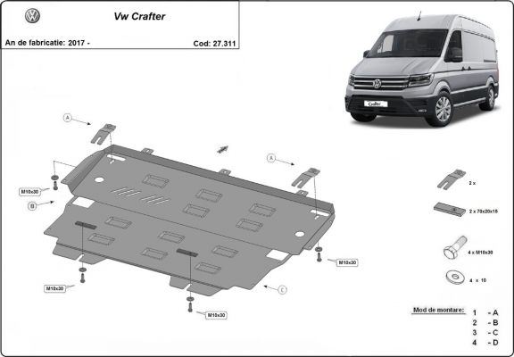 Steel sump guard for Vw Crafter