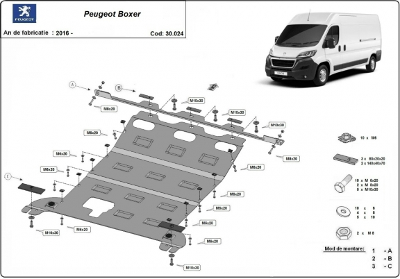 Steel sump guard for Peugeot Boxer