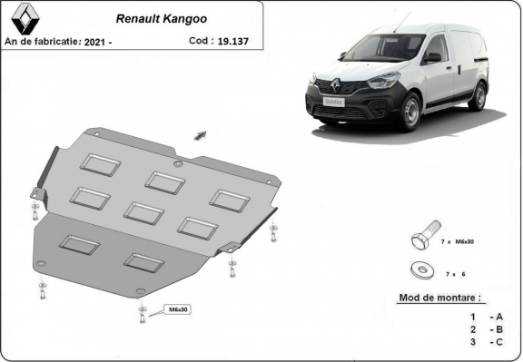 Steel sump guard for Renault Kangoo