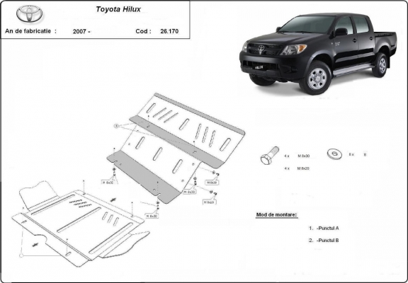 Steel sump guard for Toyota Hilux