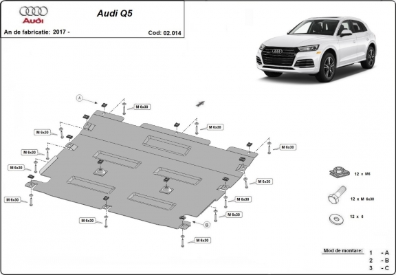 Steel sump guard for Audi Q5