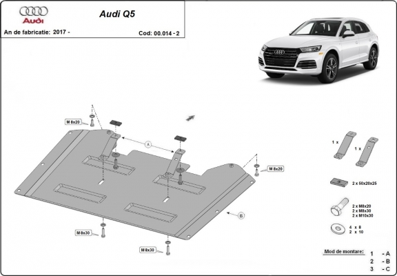 Steel transfer case guard for Audi Q5