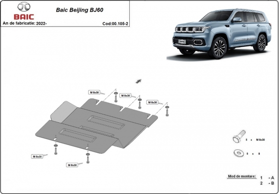 Steel transfer case guard for Baic Beijing BJ60
