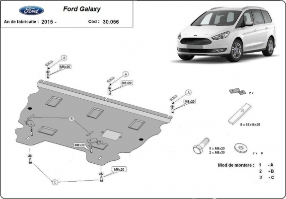 Steel sump guard for Ford Galaxy 3