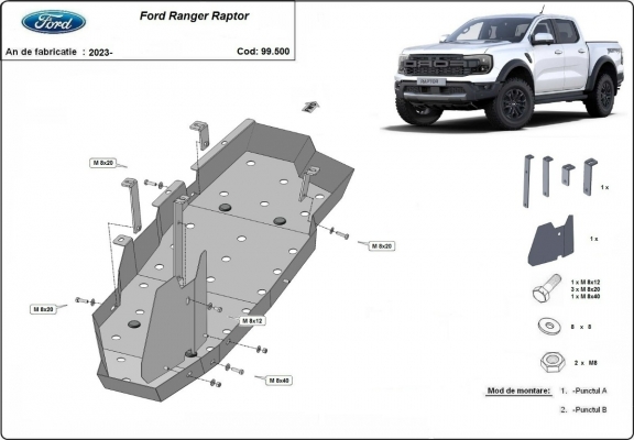 Steel fuel tank guard  for Ford Ranger Raptor