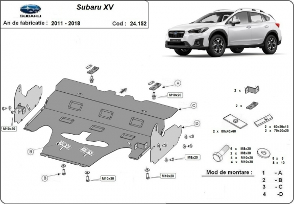 Steel sump guard for Subaru XV
