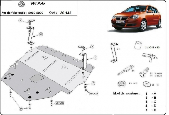 Steel sump guard for Vw Polo - diesel