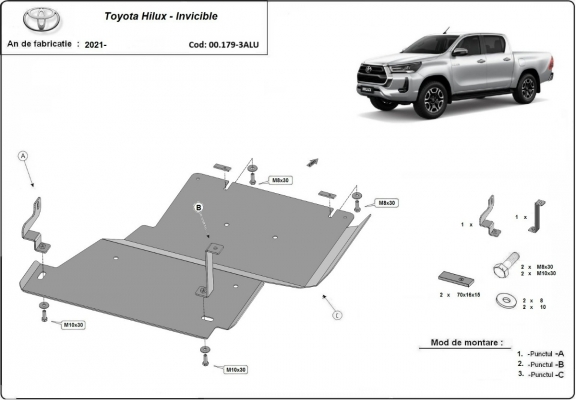 Aluminum differential guard for Toyota Hilux Invincible