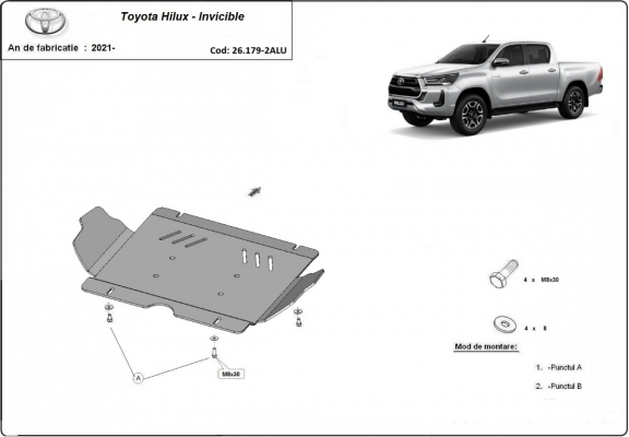 Aluminum sump guard for Toyota Hilux Invincible