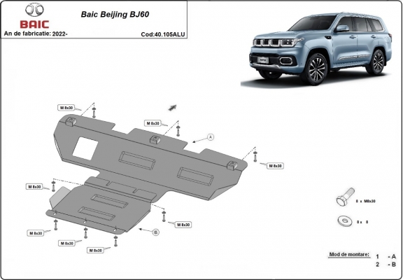 Aluminum sump guard for Baic Beijing BJ60