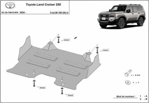 Aluminum sump guard for Toyota Land Cruiser 250