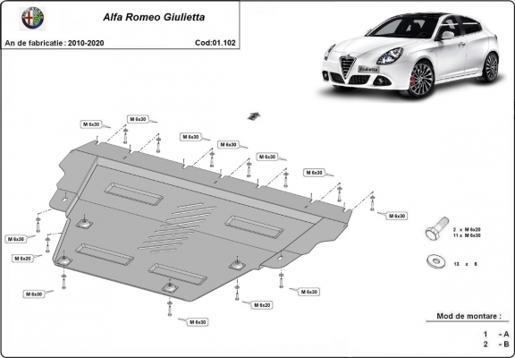 Steel sump guard for Alfa Romeo Giulietta