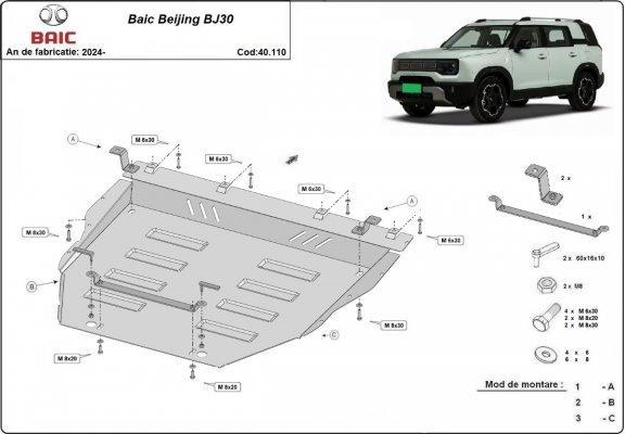 Steel sump guard for Baic Beijing BJ30