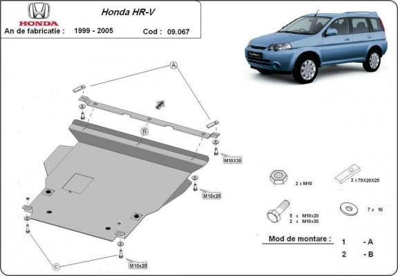 Steel sump guard for Honda HR-V