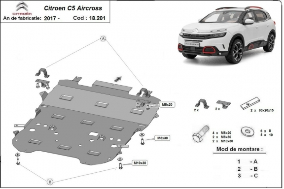 Steel sump guard for Citroen C5 Aircross