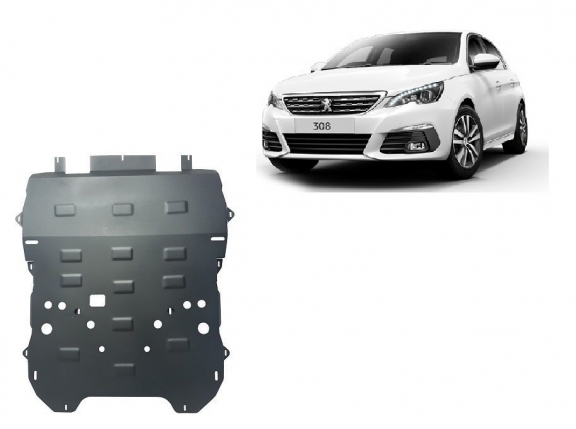 Steel sump guard for Peugeot 308