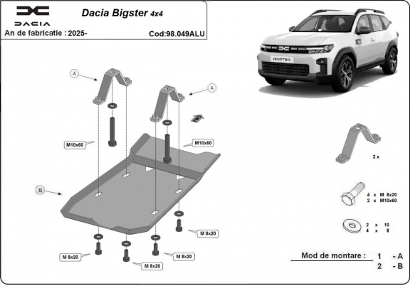 Aluminum diferential guard for Dacia Bigster 4x4