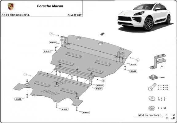Steel sump guard for Porsche Macan
