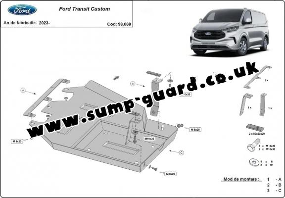 Steel AdBlue tank guard for Ford Transit Custom