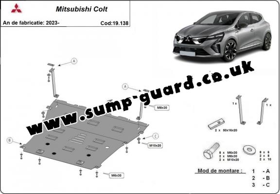Steel sump guard for Mitsubishi Colt