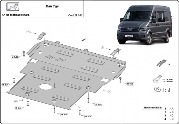 Steel sump guard for Man TGE