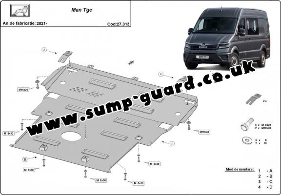 Steel sump guard for Man TGE