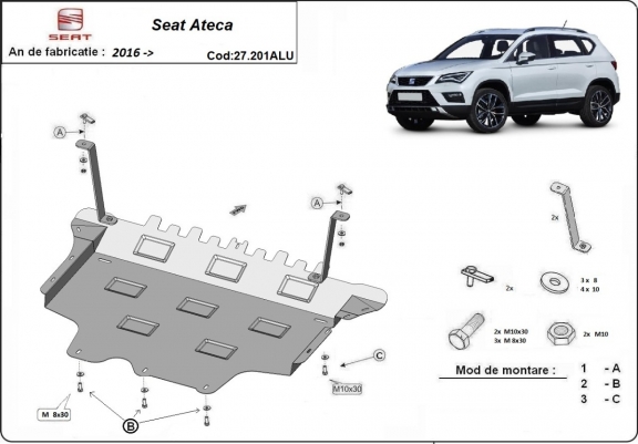 Aluminum sump guard for Seat Ateca