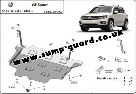 Aluminum sump guard for VW Tiguan