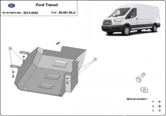 Steel AdBlue tank guard for Ford Transit