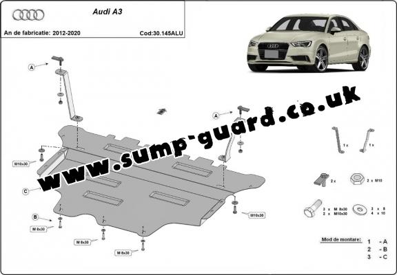 Aluminum sump guard for Audi A3