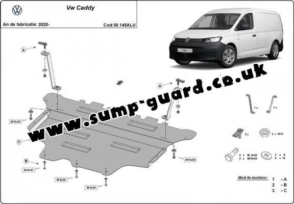 Aluminum sump guard for VW Caddy