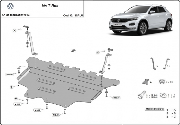 Aluminum sump guard for Volkswagen T-Roc