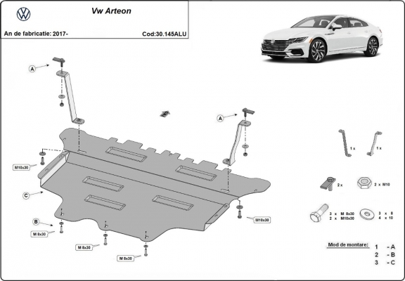 Aluminum sump guard for VW Arteon