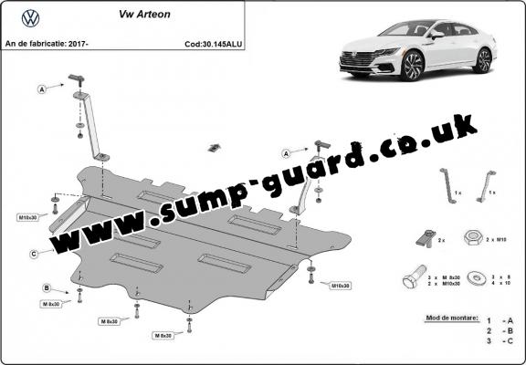 Aluminum sump guard for VW Arteon