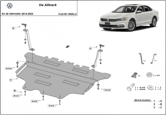 Aluminum sump guard for VW Passat Alltrack